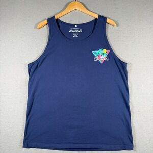 Chubbies Mens XL Navy Blue Graphic Tank Top The Weekend Has Arrived 80s Retro